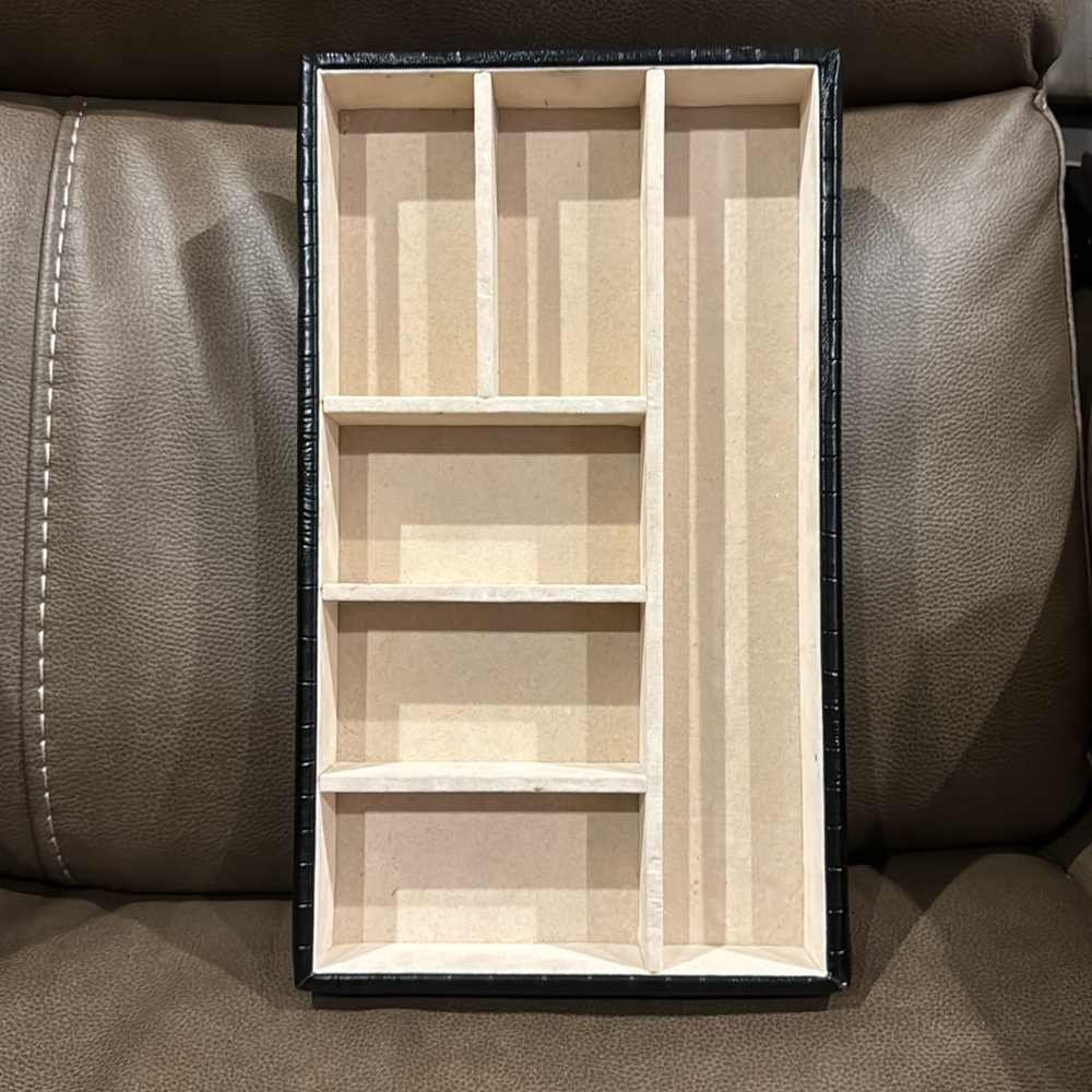 Jewelry tray for a drawer with 1 L, 3 Med, and 2 small. 14 1/4 X 8 1/4 2 in high